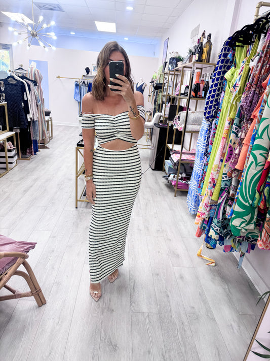 Navy & Cream Cut Out Bodycon Dress