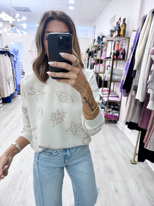 Sea Motif Crewneck Top