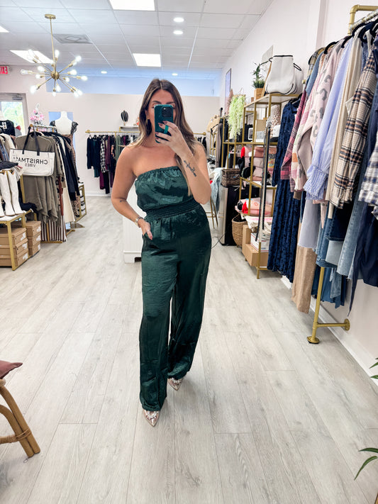 Satin Strapless Jumpsuit