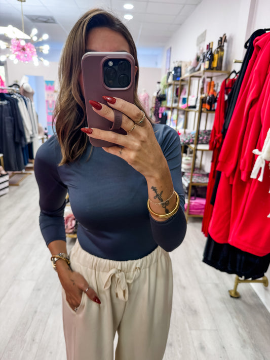 Indigo Mock Neck Bodysuit