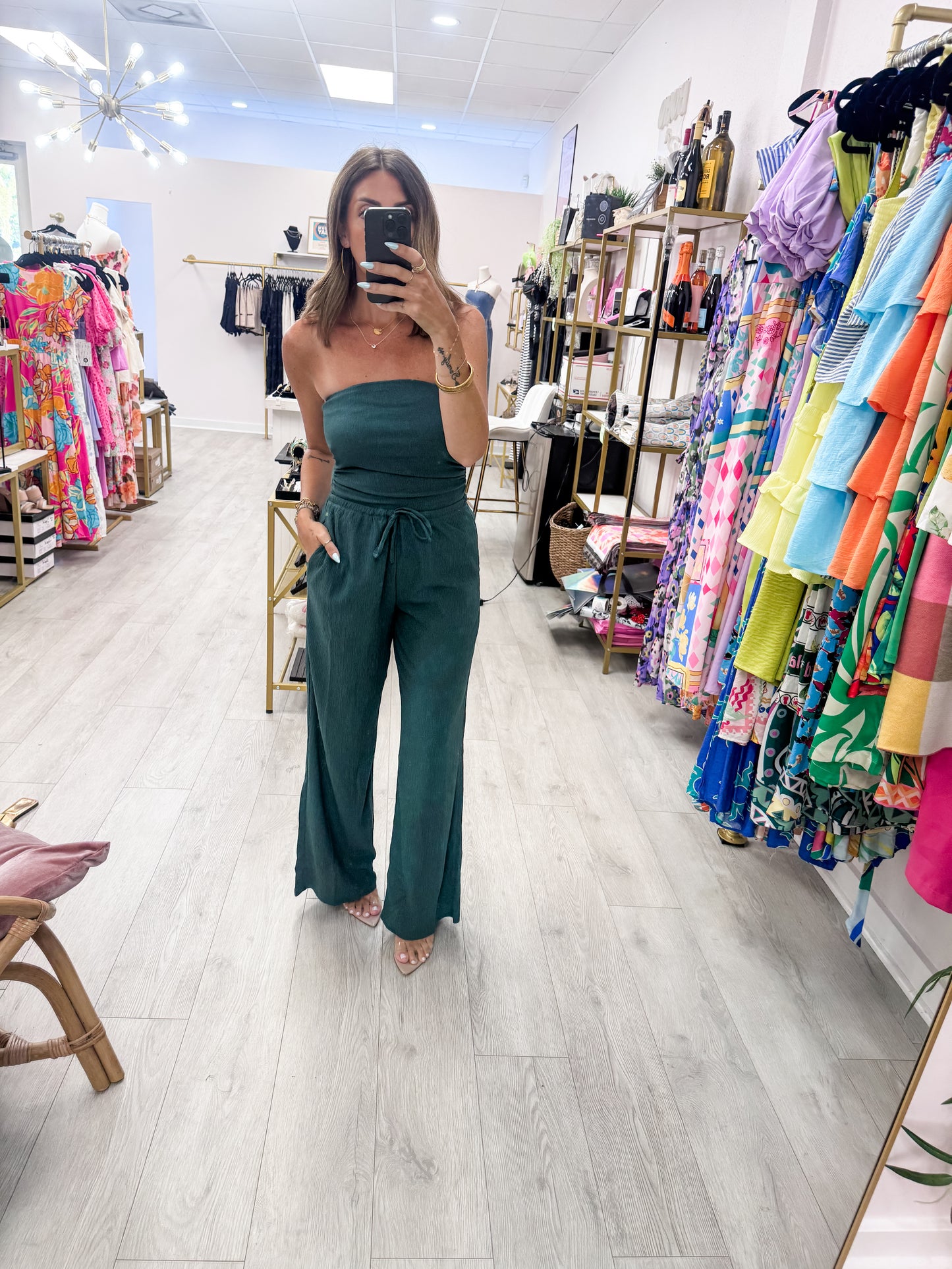 Teal Textured Pants