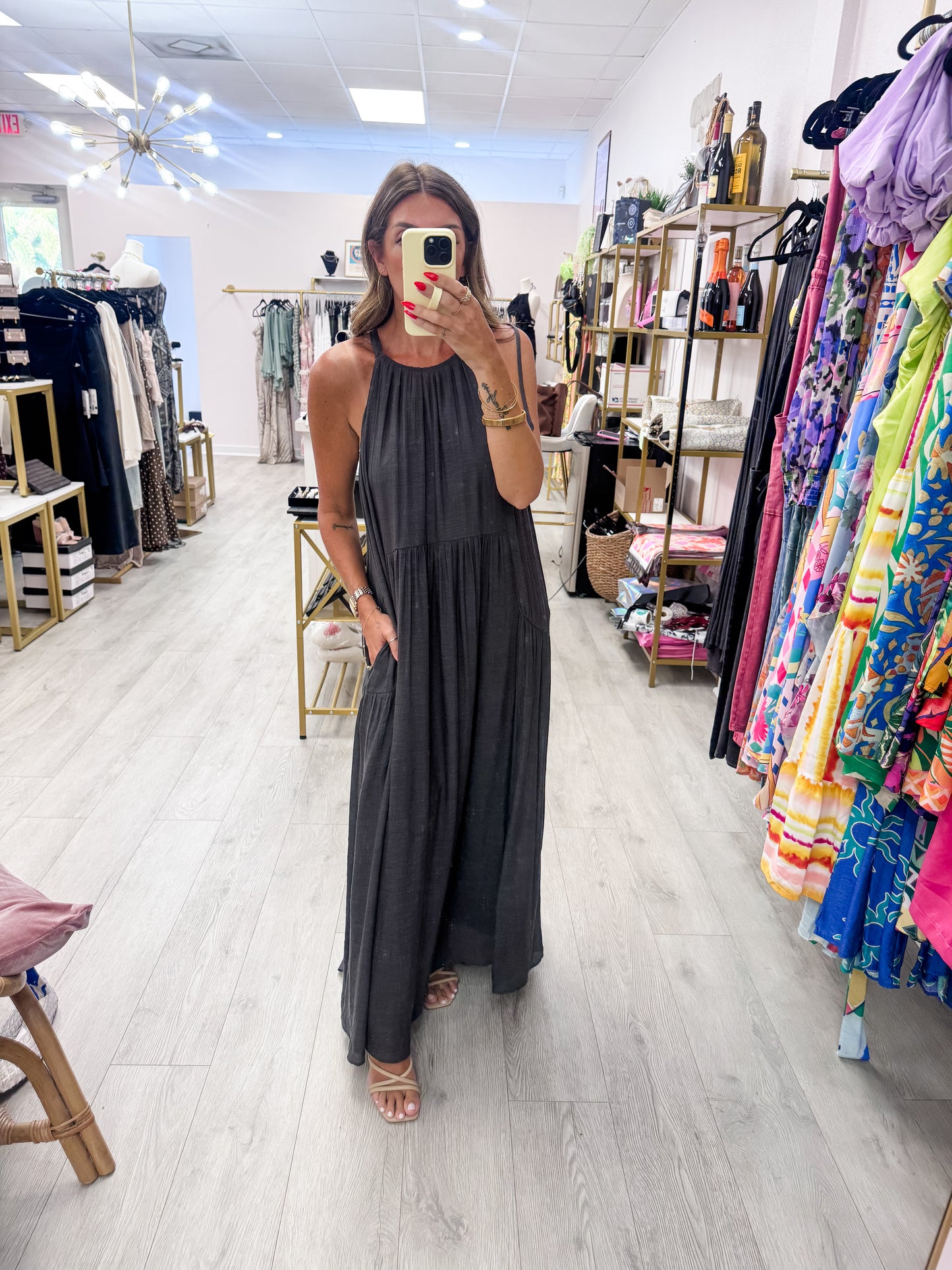 Gathered Flowy Maxi Dress