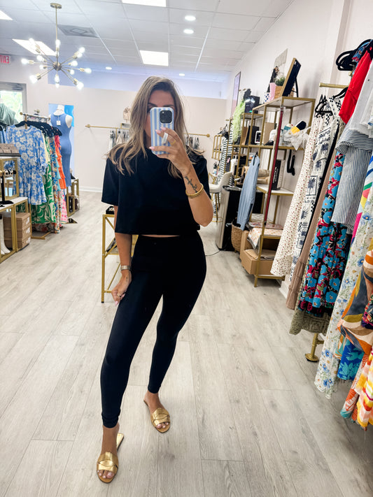 Black Cotton Lycra Tee