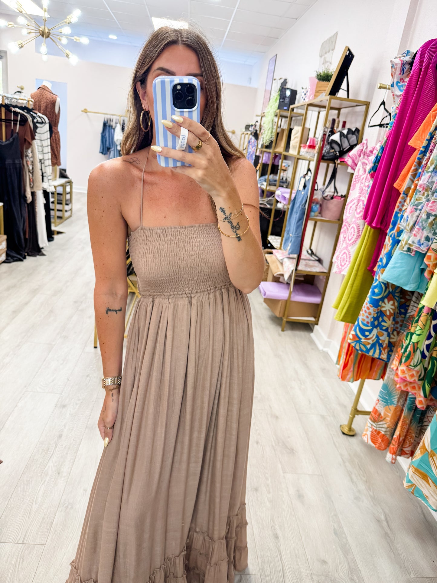 Halter Neck Tiered Maxi Dress