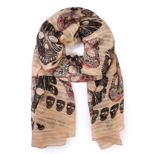 Taupe Sugar Skull Scarf