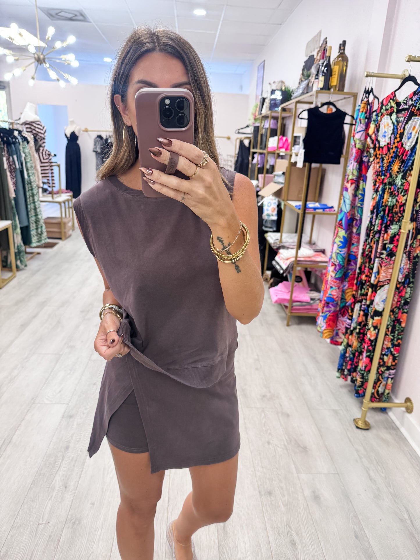 Coffee Pima Cotton Skort Set