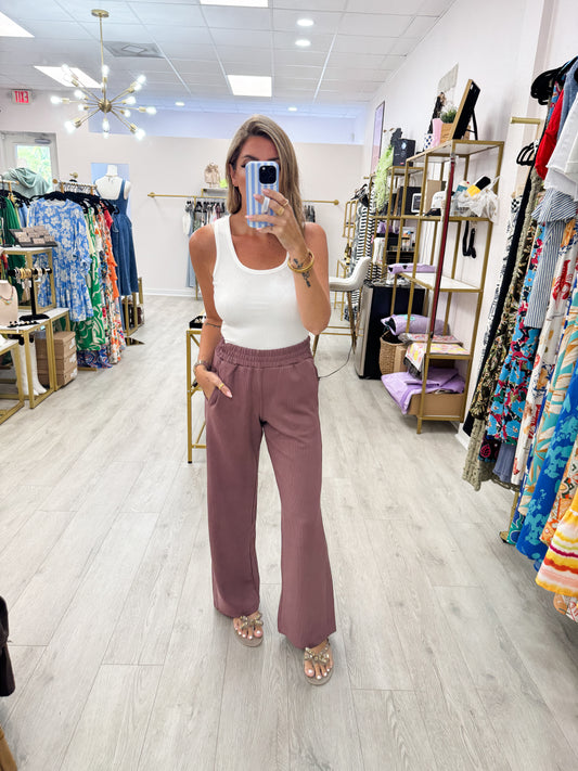 Rose Luxe Sand Wide Leg Pants