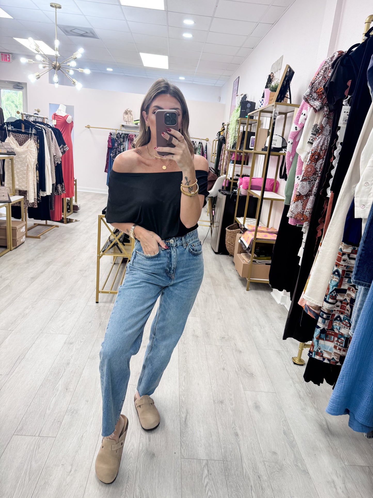 One Shoulder Butter Soft Black Top