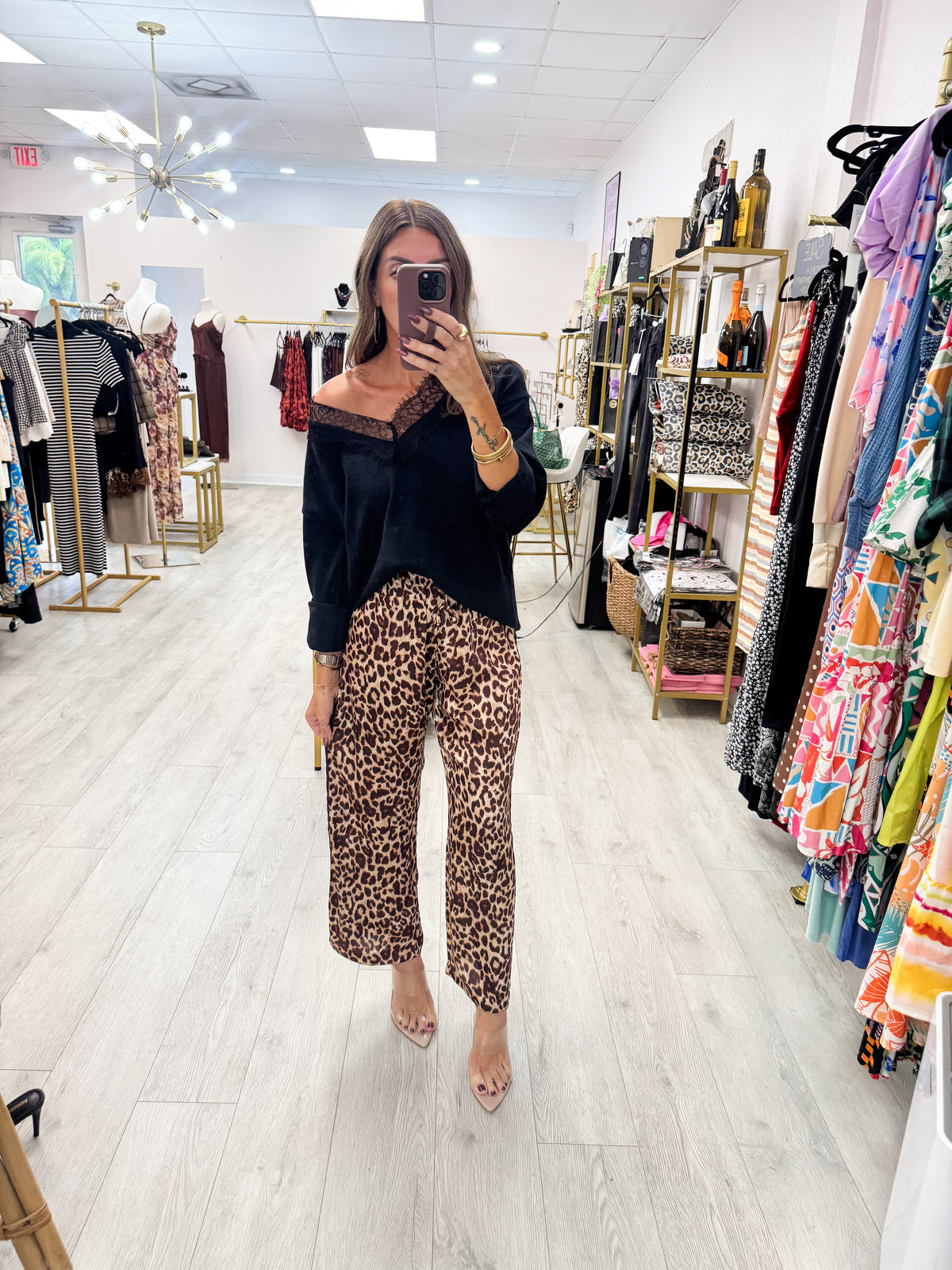 Stella Leopard Stipe Satin Track Pants