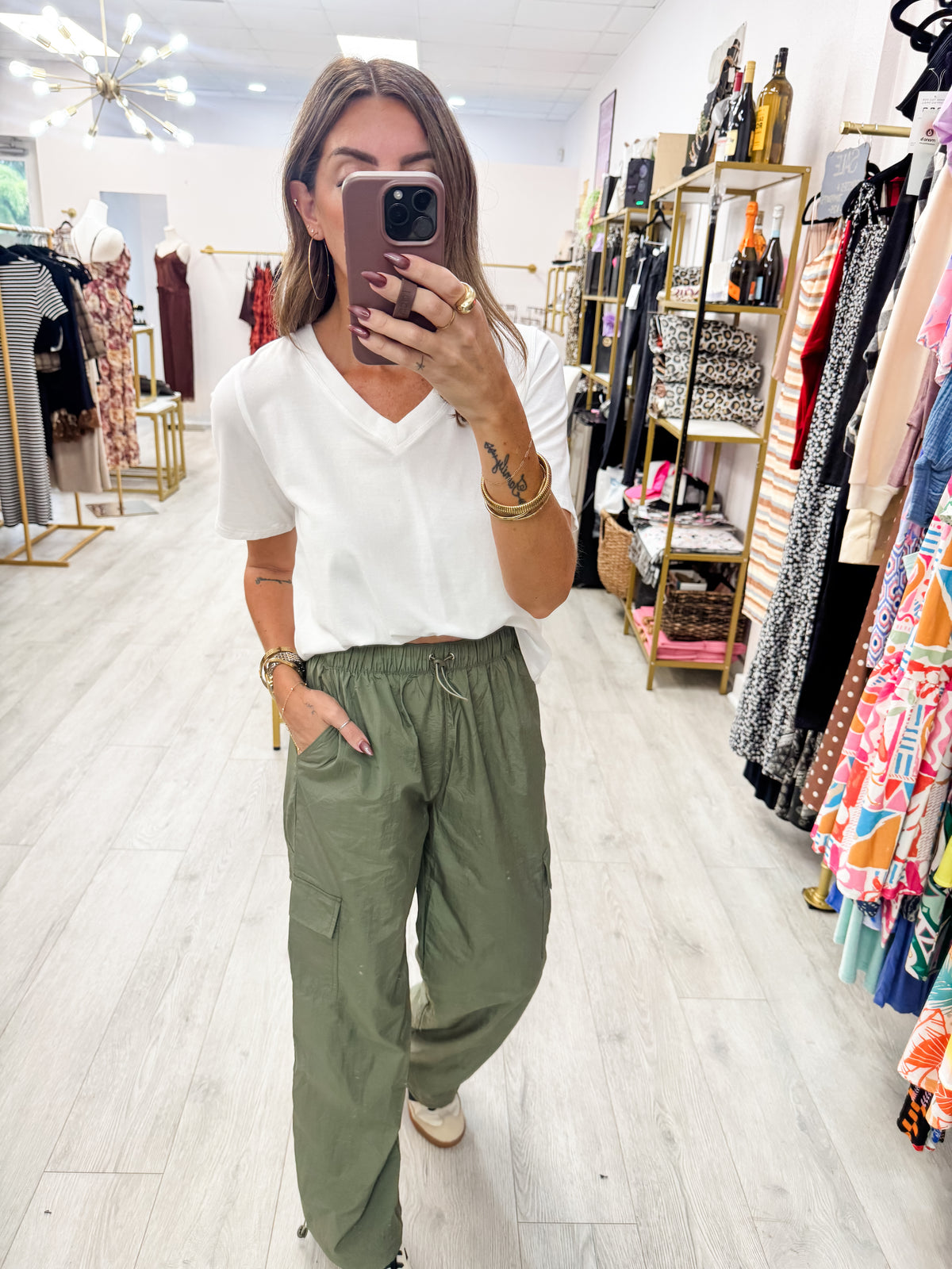 Olive Windbreaker Cargo Pants