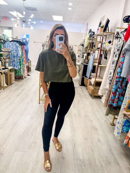 Olive Cotton Lycra Tee