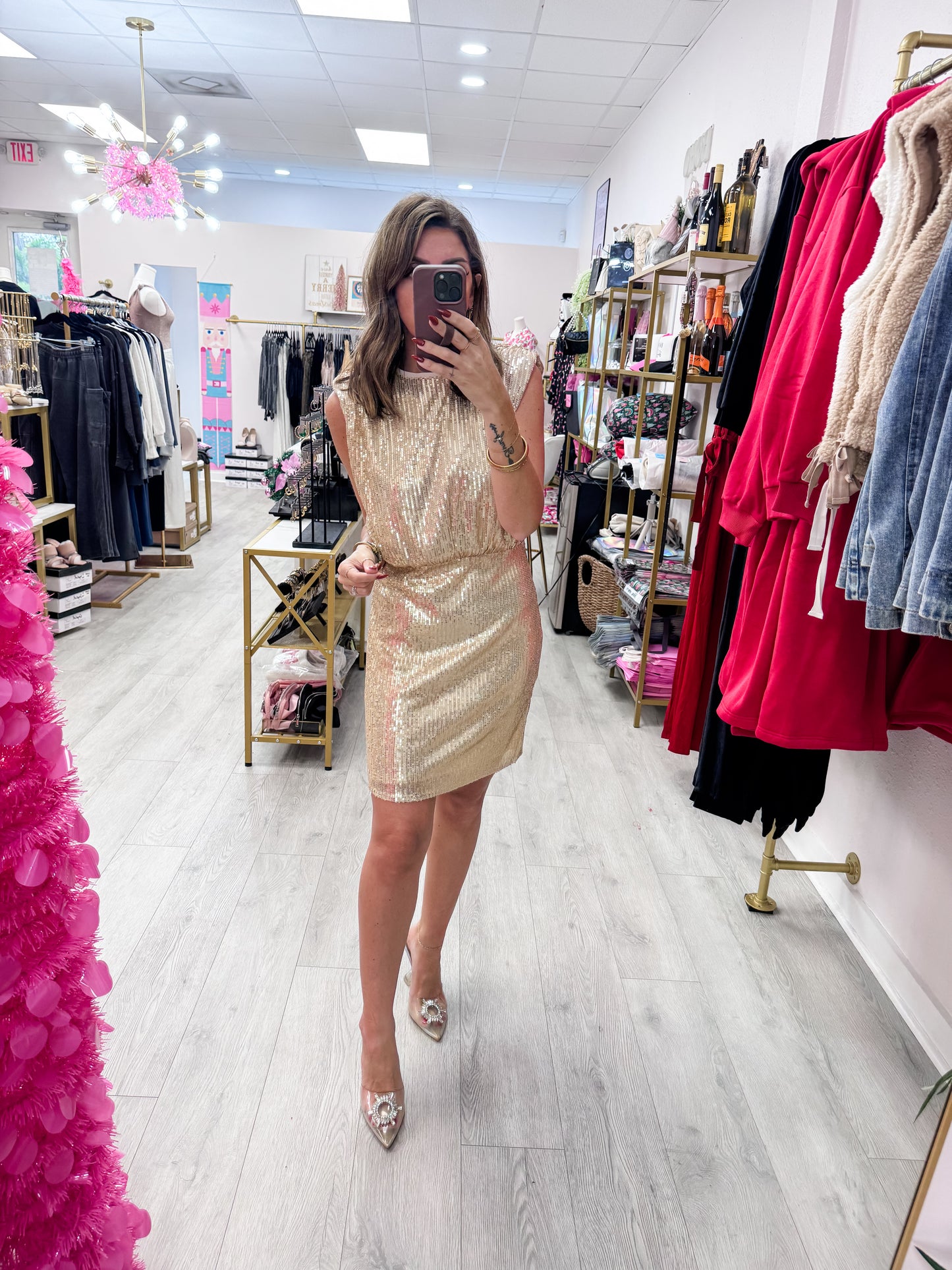 Champagne Power Sequin Dress