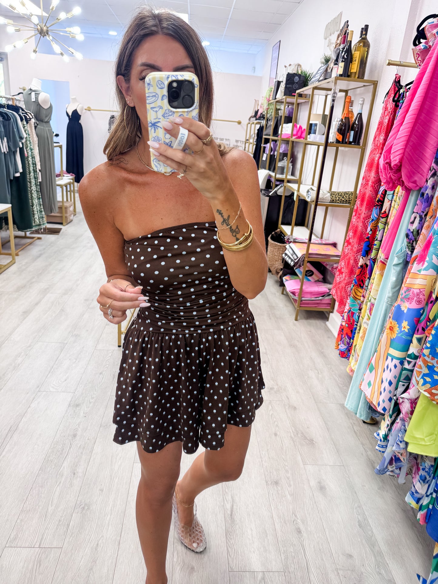 Polka Dot Strapless Romper