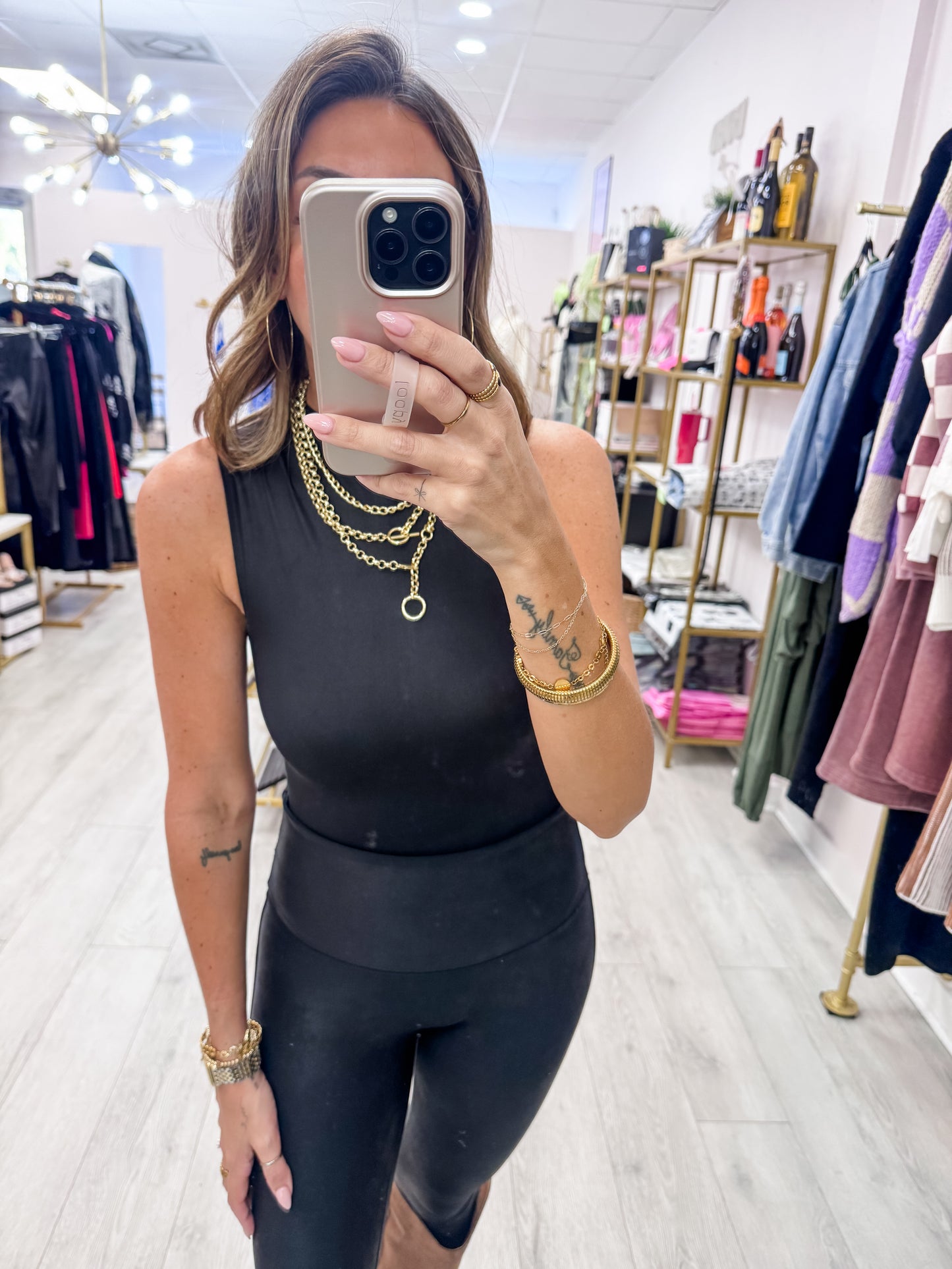 Black Sleeveless Mock Neck Bodysuit