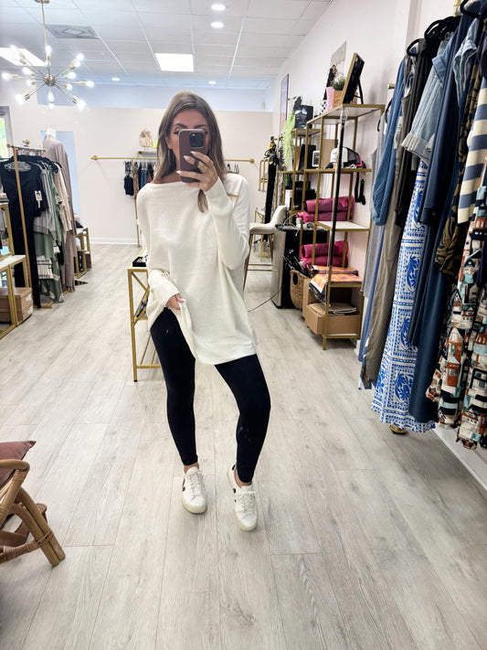 Whip Cream Batwing Boatneck Top