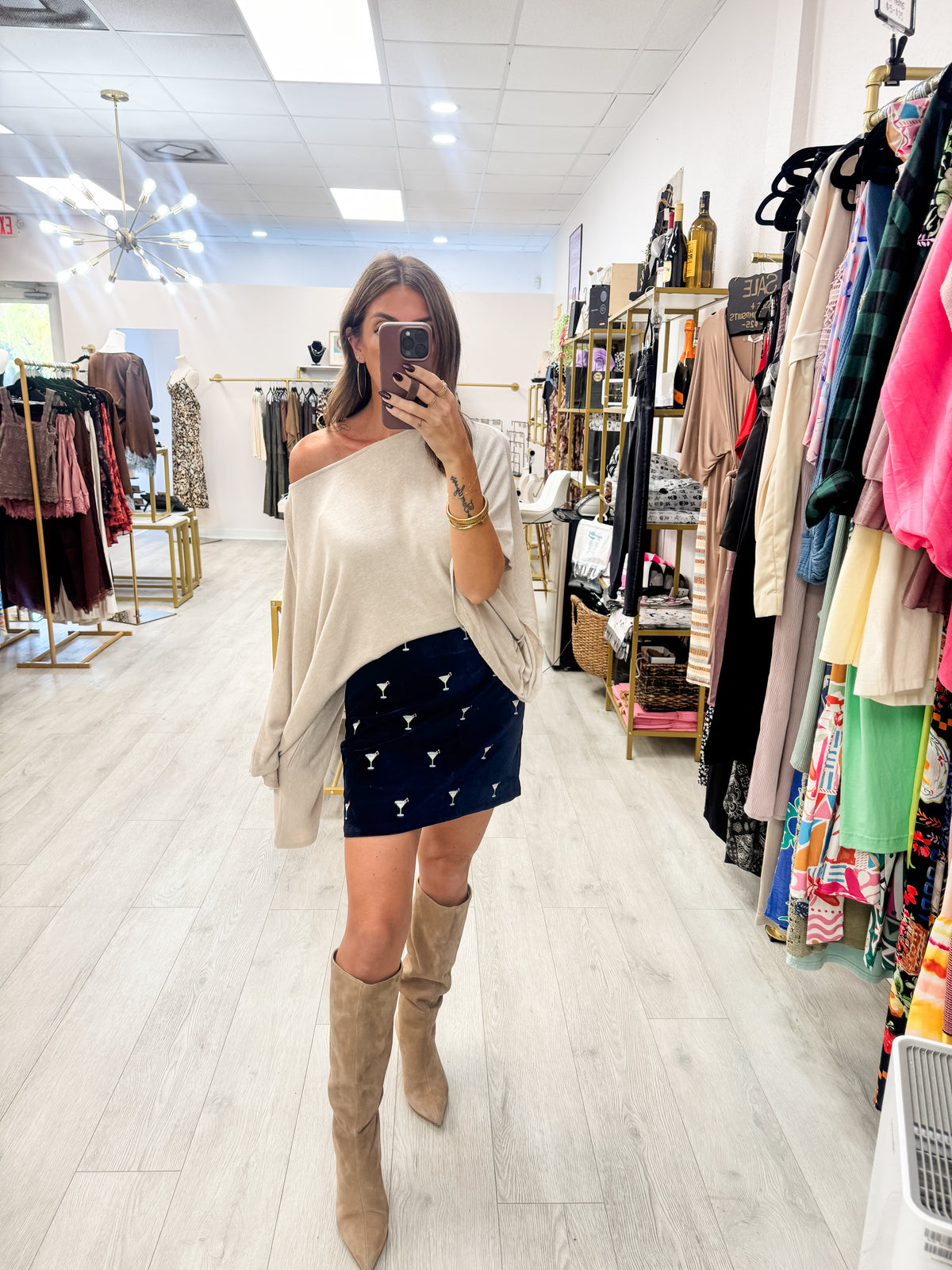 Oatmeal One Shoulder Asymmetrical Top