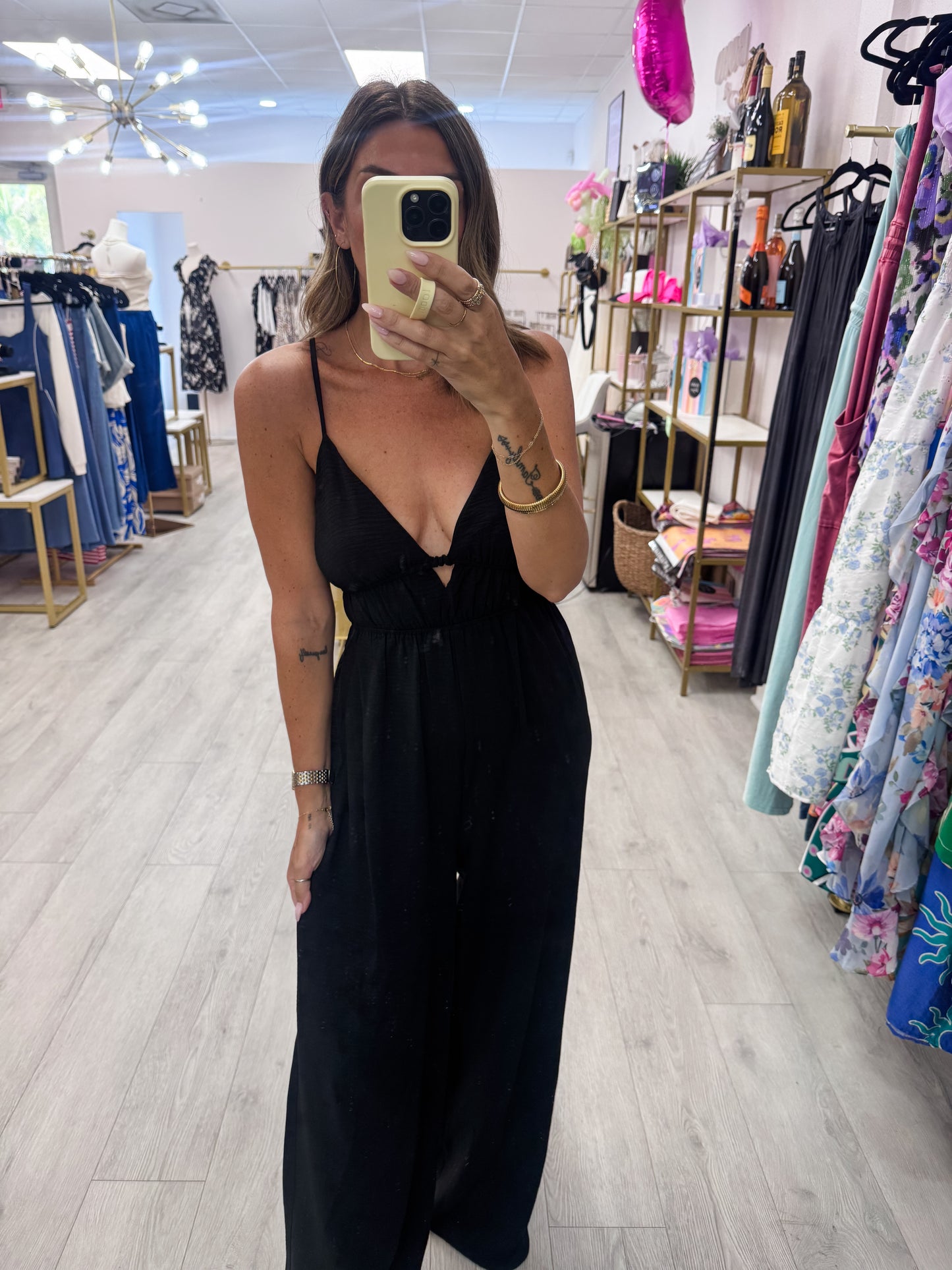 Black Airflow Wide Leg Jumpsuit