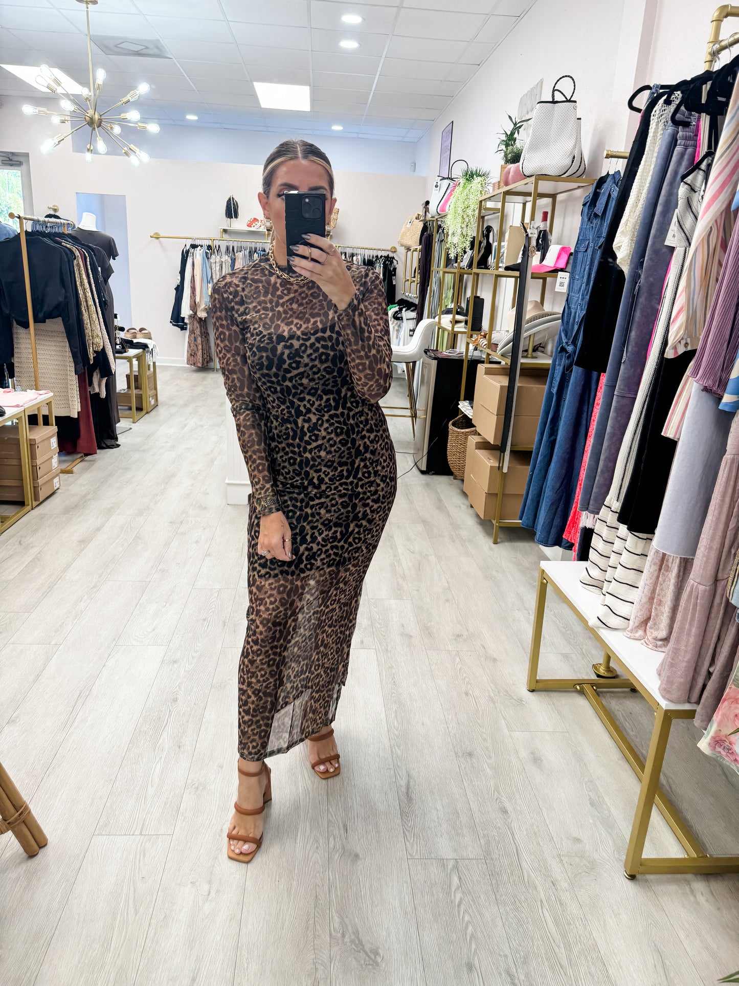 Animal Print Mesh Dress