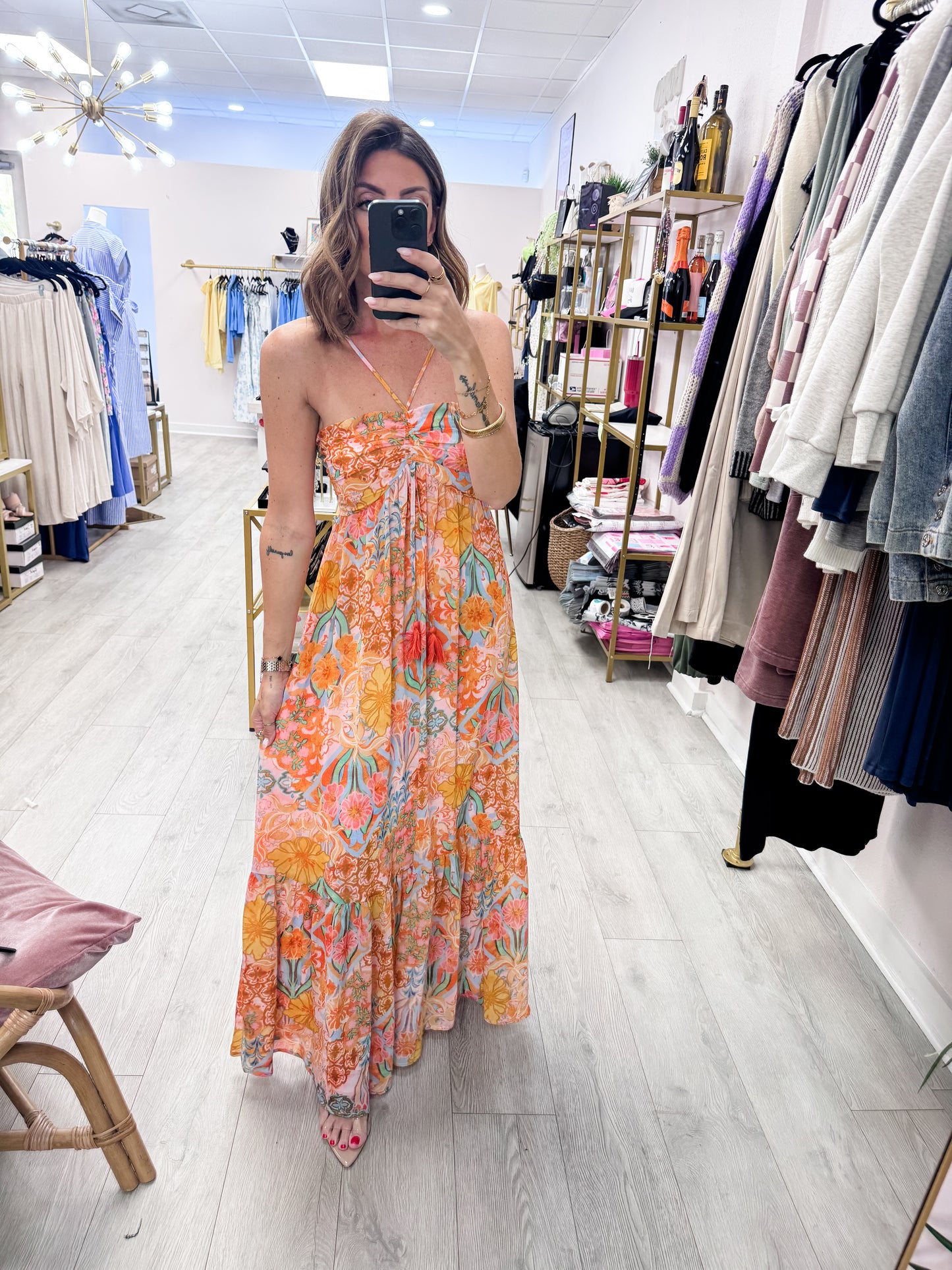 Summer Sevenfold Ruched Babydoll Maxi Dress