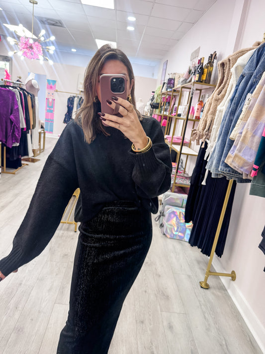 Black Oversized Drop Shoulder Sweater