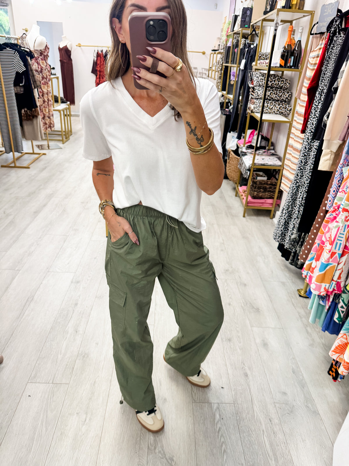 Olive Windbreaker Cargo Pants