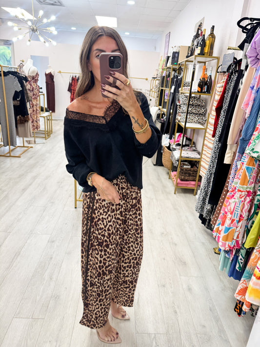 Stella Leopard Stipe Satin Track Pants