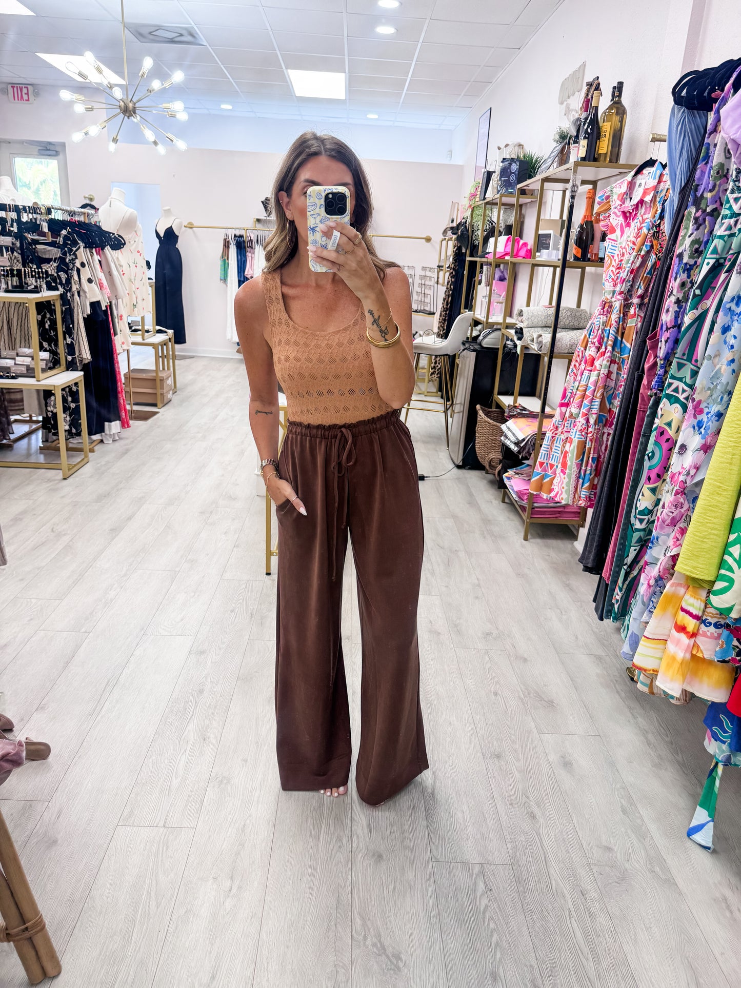 Mocha Lace Textured Square Top