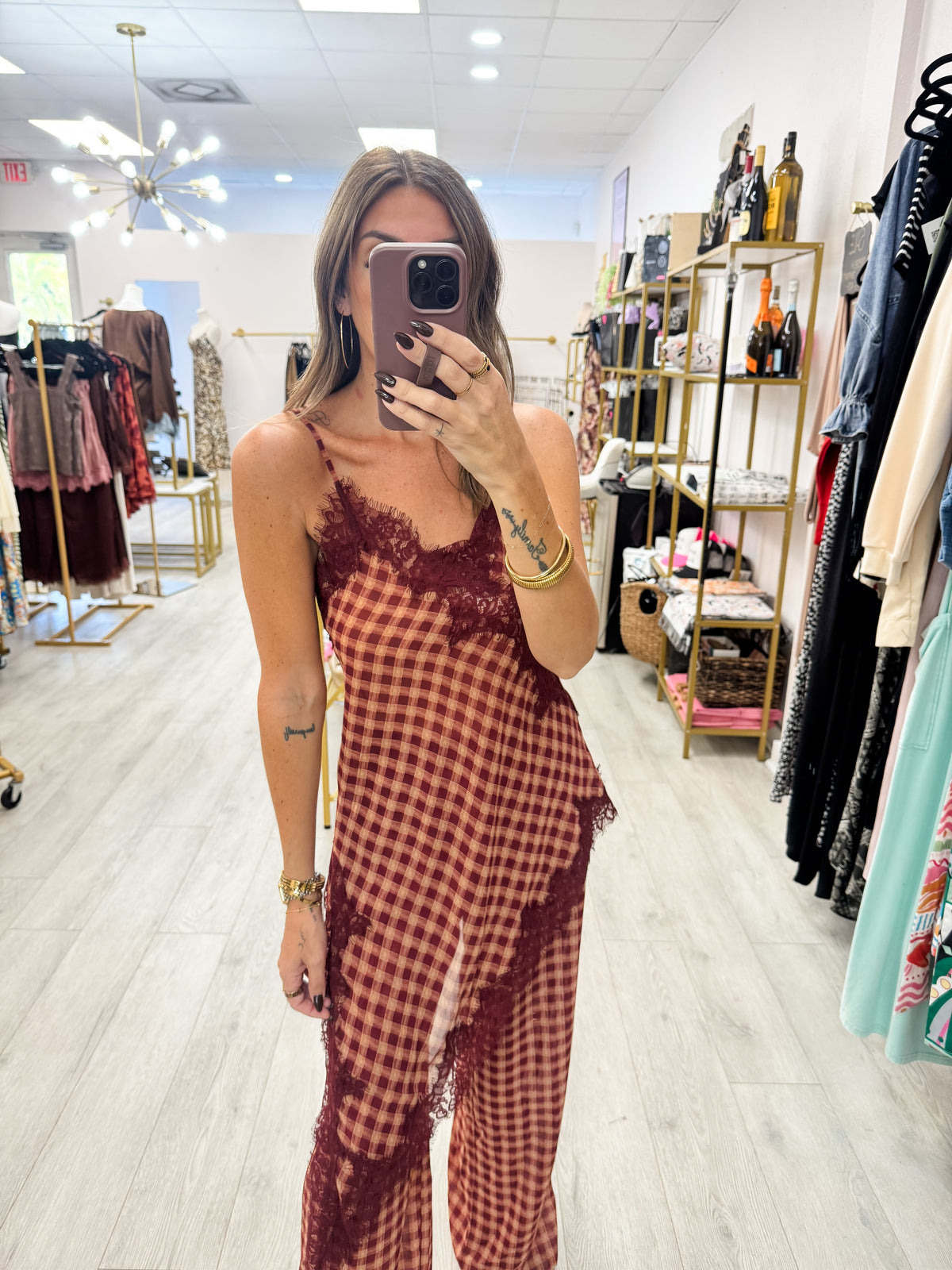 Gingham Lace Trim Set