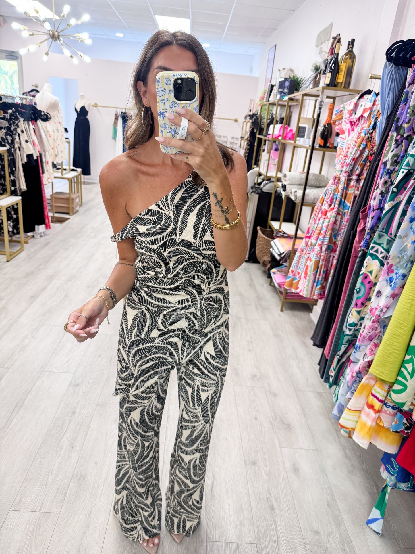 Midnight Palm Asymmetrical Top