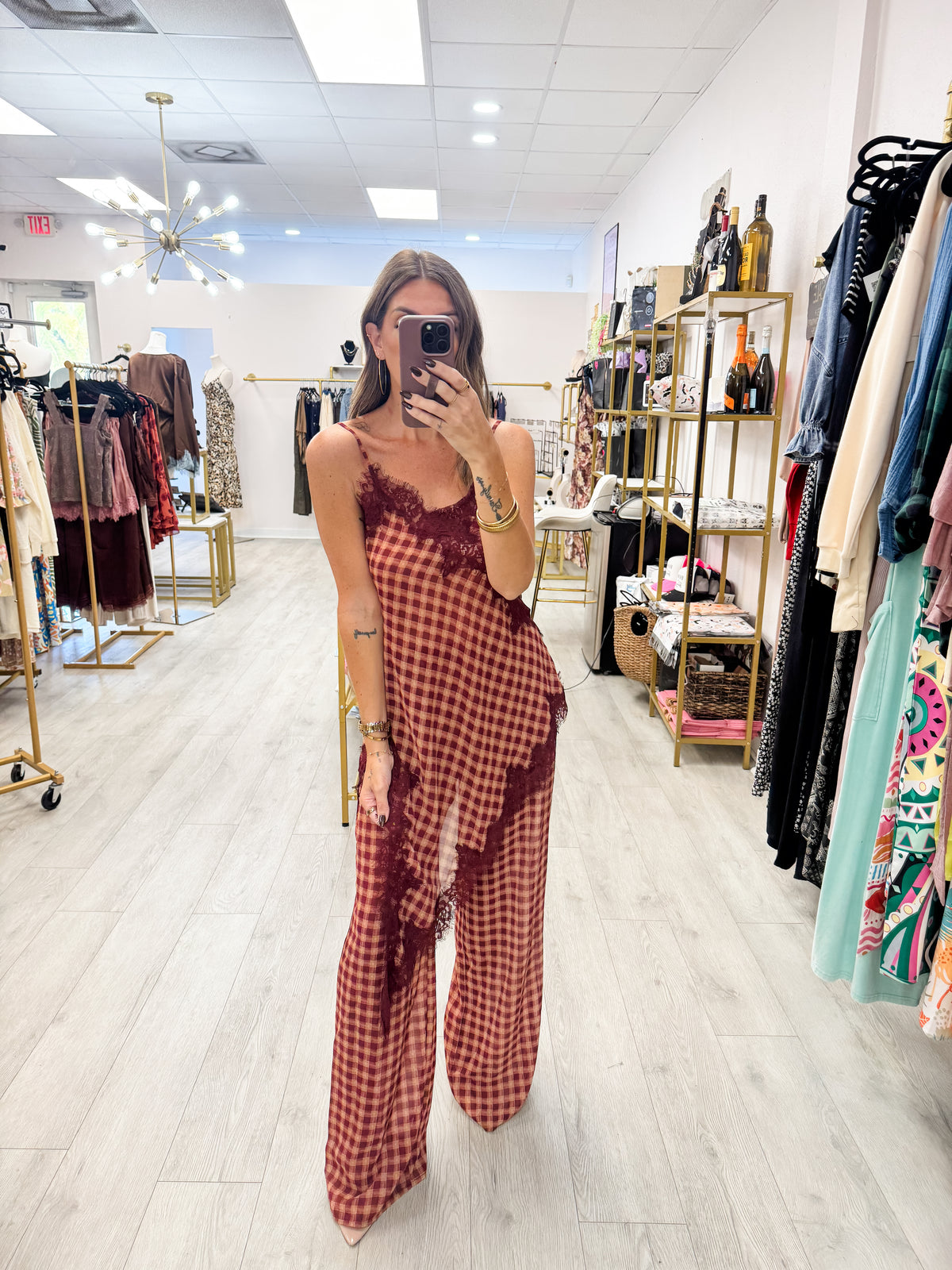 Gingham Lace Trim Set