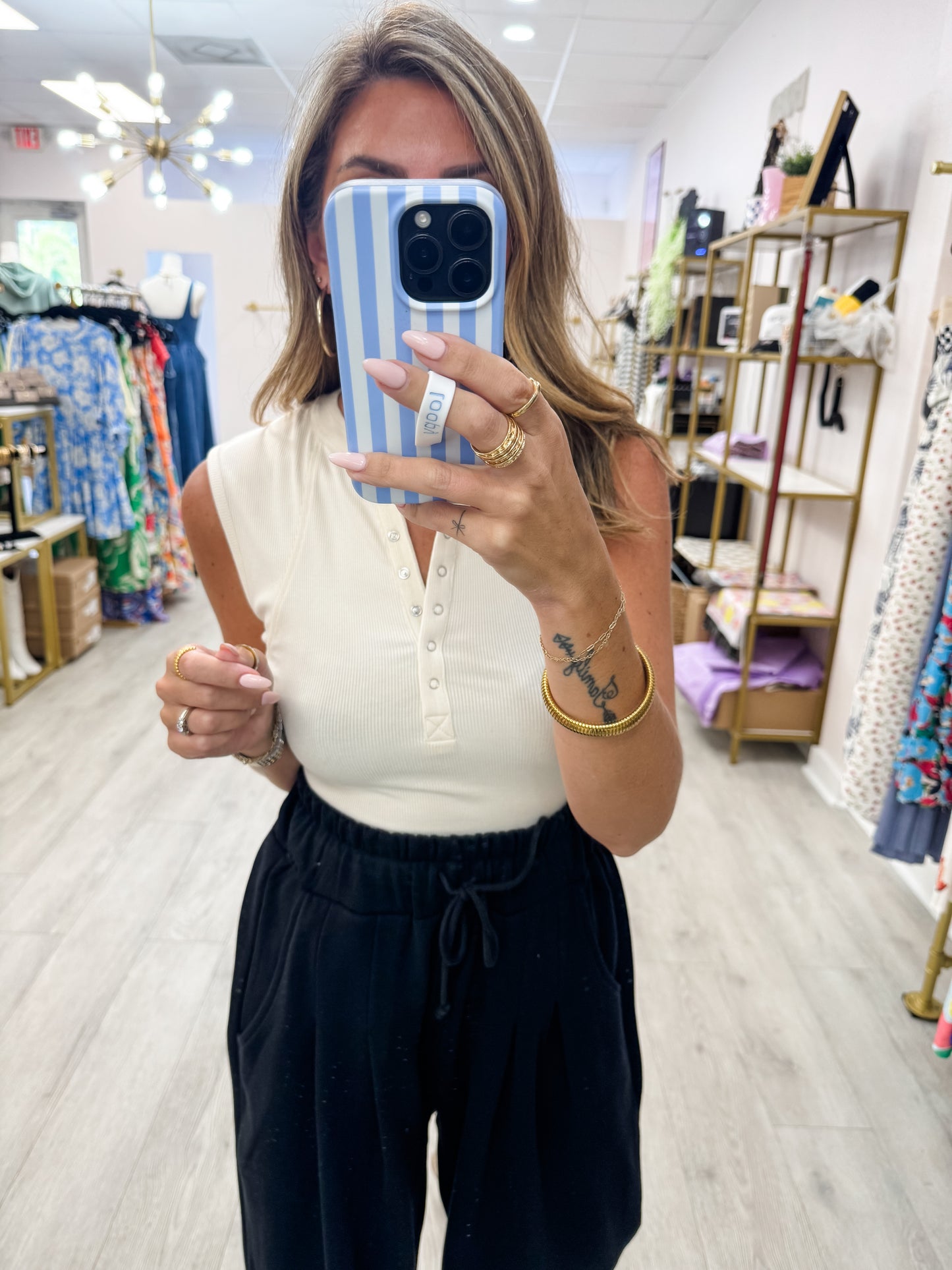 Natural Essential Micro Ribbed Tank Top