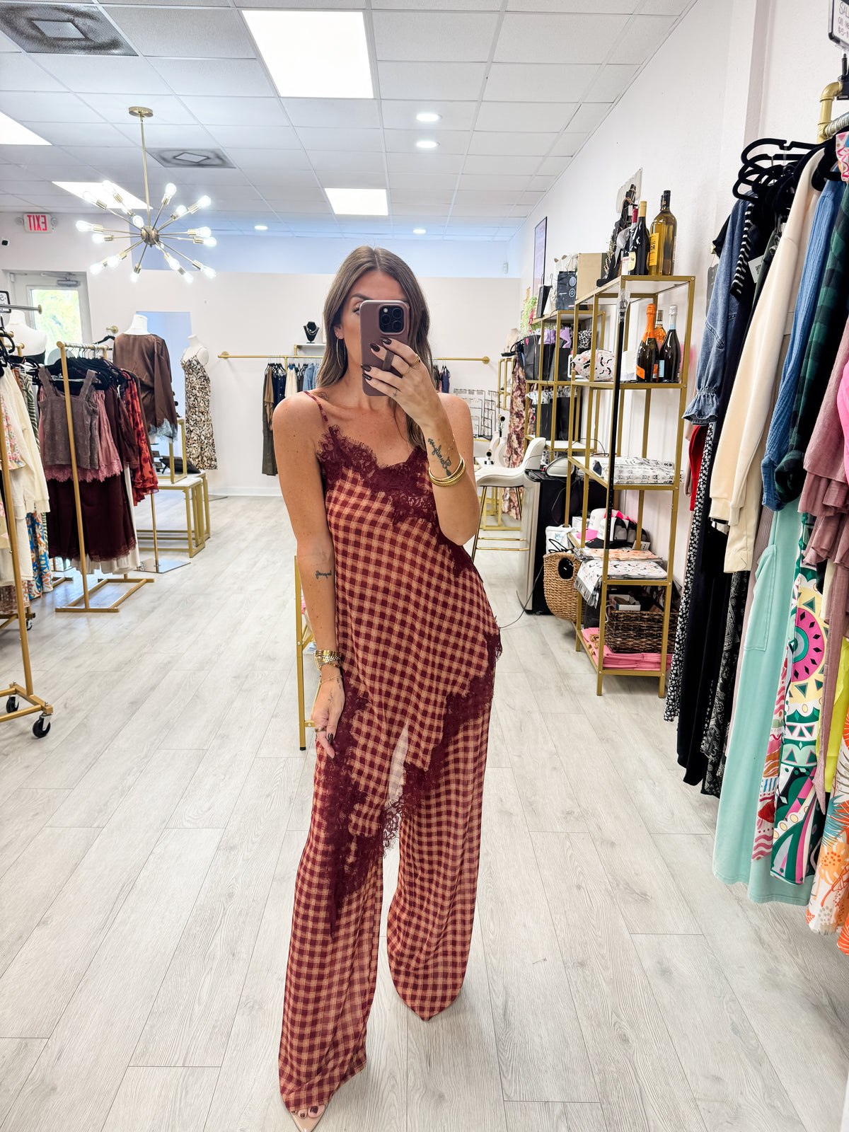 Gingham Lace Trim Set