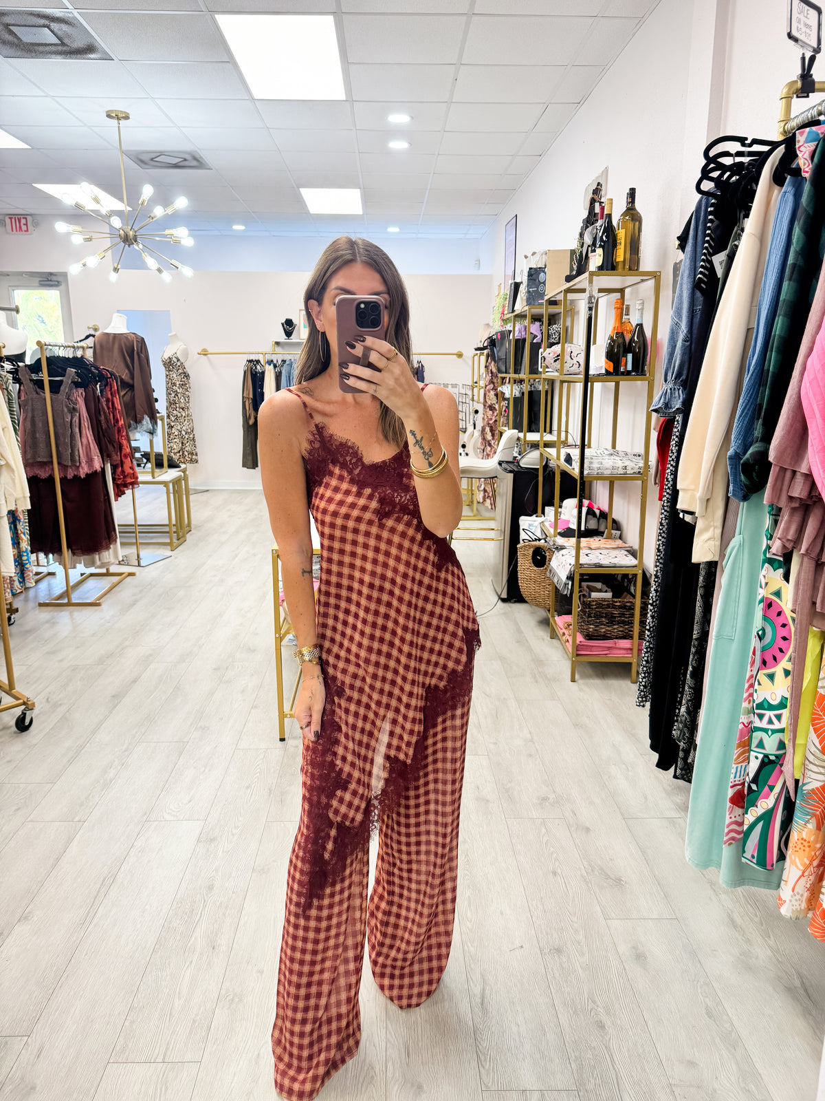 Gingham Lace Trim Set