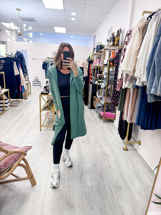 Eldergreen Open Front Longline Hoodie Cardigan