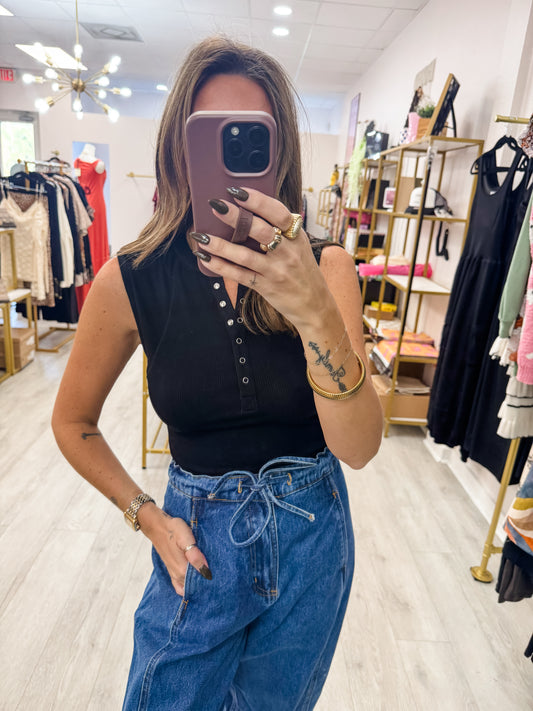 Black Essential Ribbed Tank Top