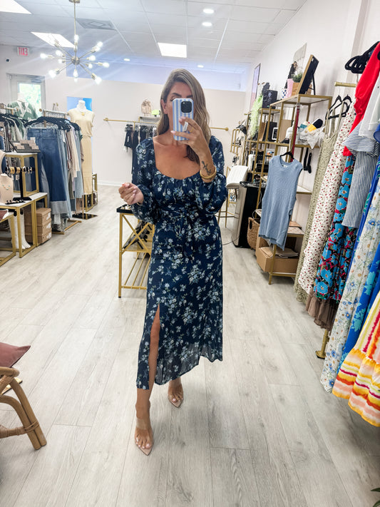Navy Floral Dress