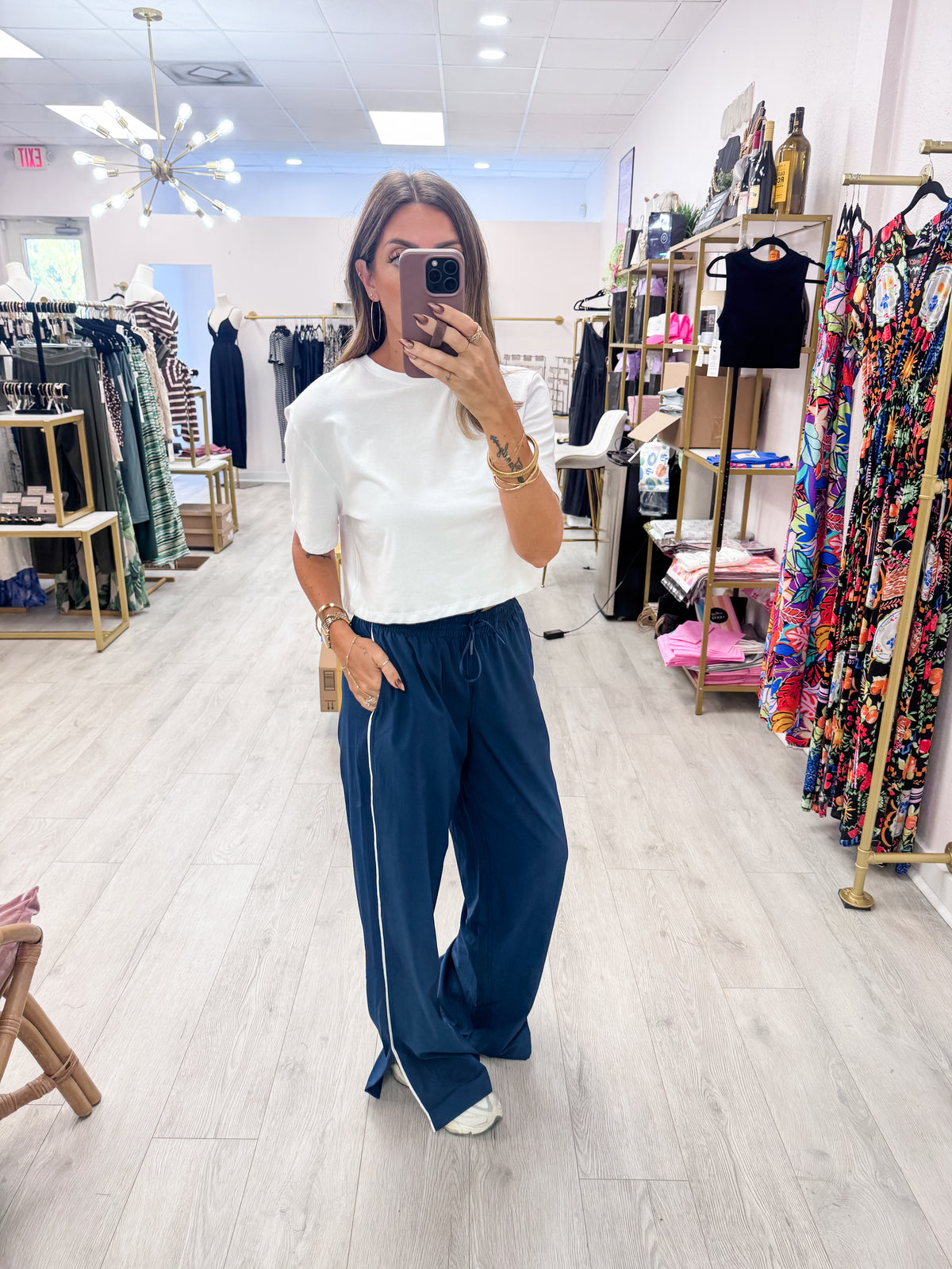 Navy Finish Line Track Pants