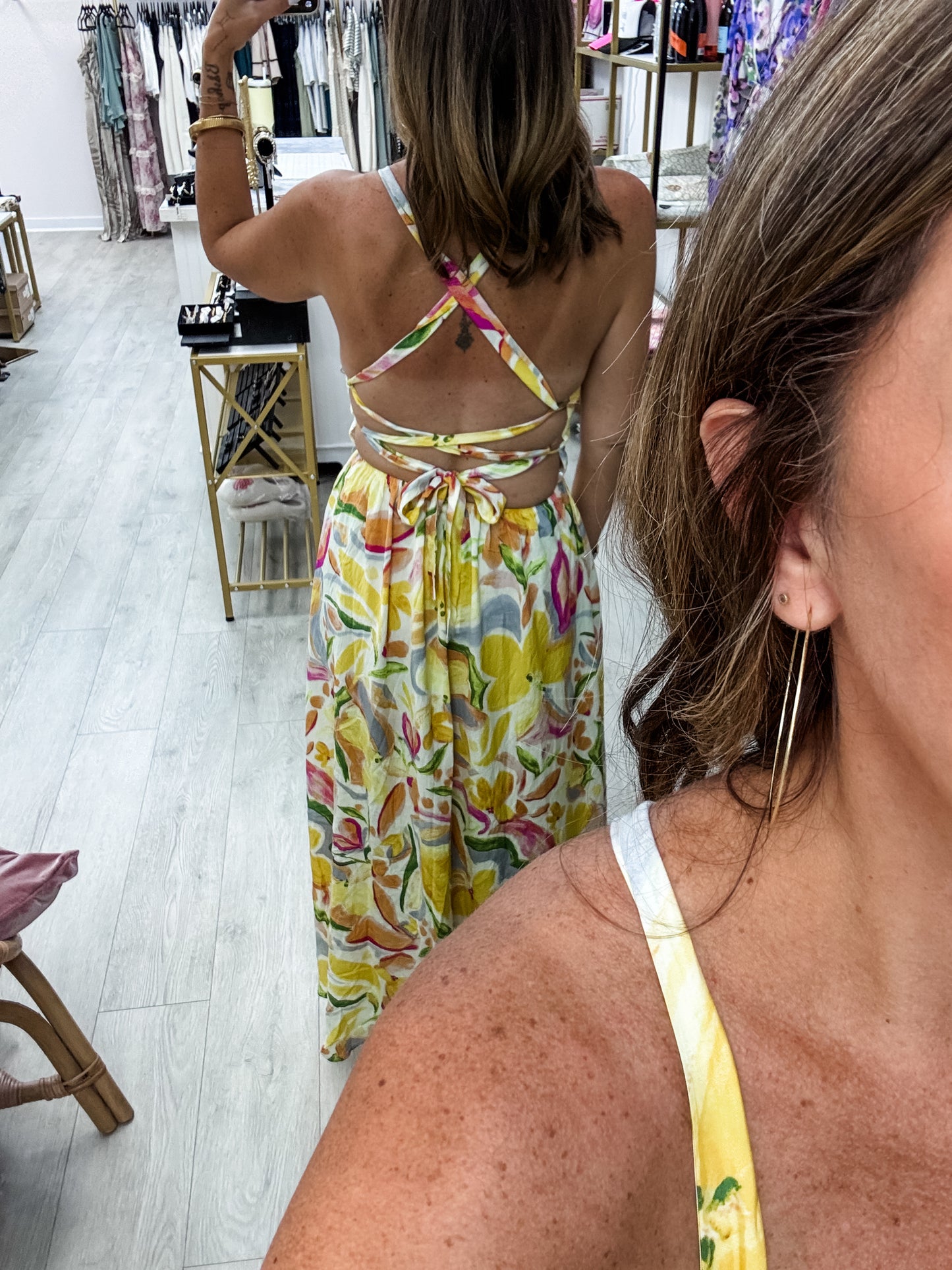 Floral Lace-Up Resort Maxi Dress