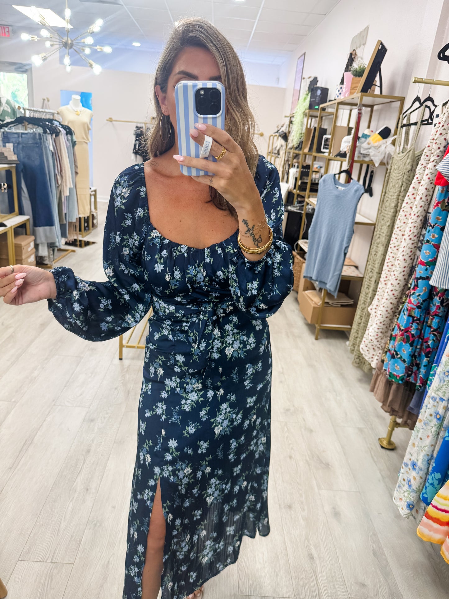 Navy Floral Dress