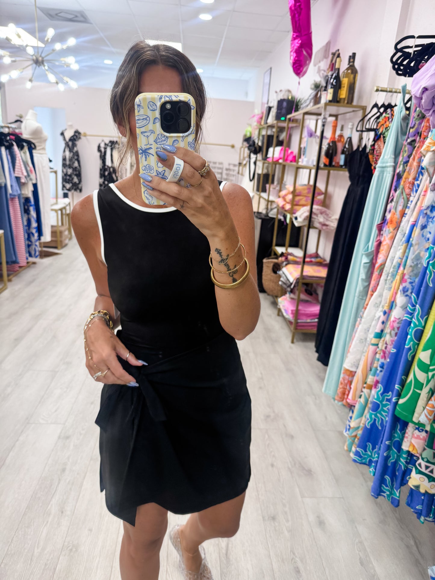Black & White Binding Active Skort Dress