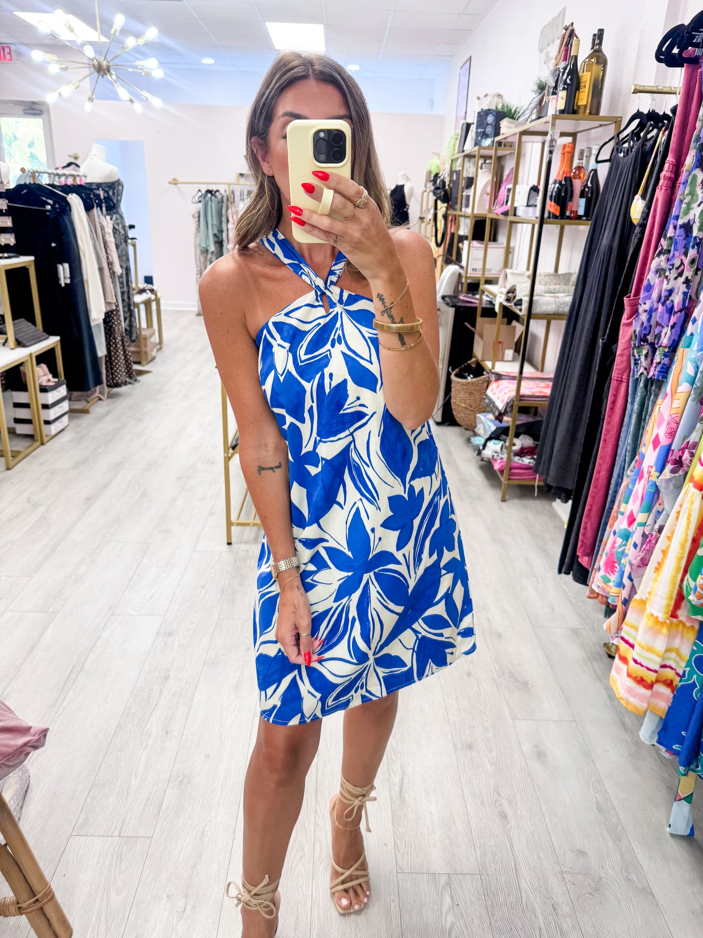 Floral Criss Cross Back Tie Dress