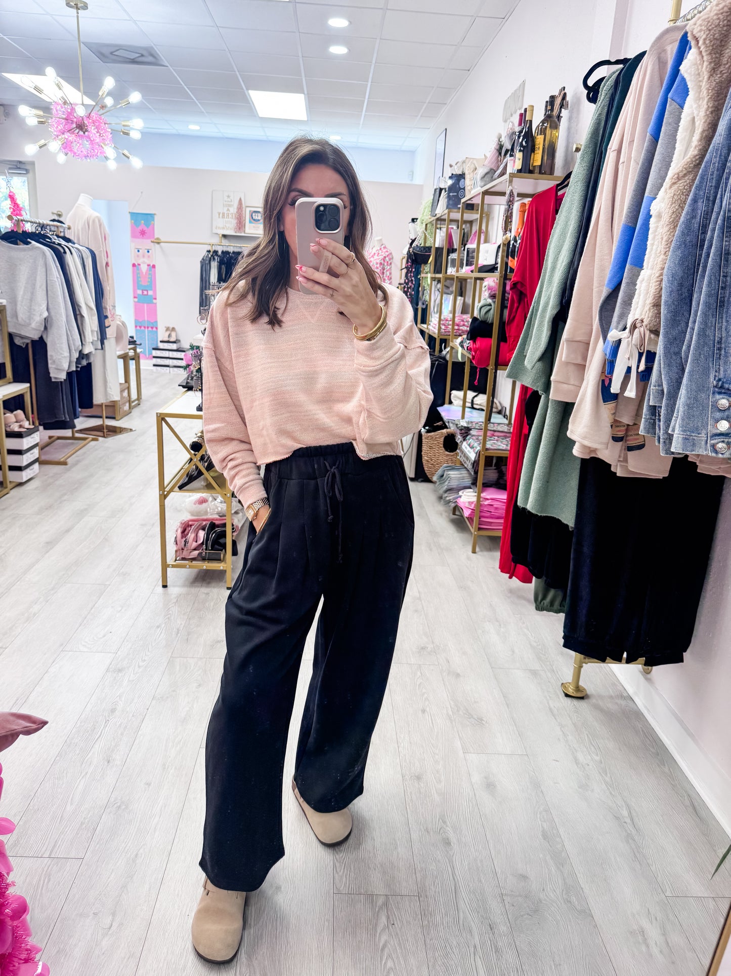 Blush Drop-Shoulder Cropped Top