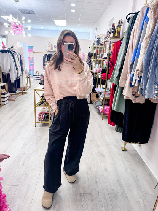 Blush Drop-Shoulder Cropped Top