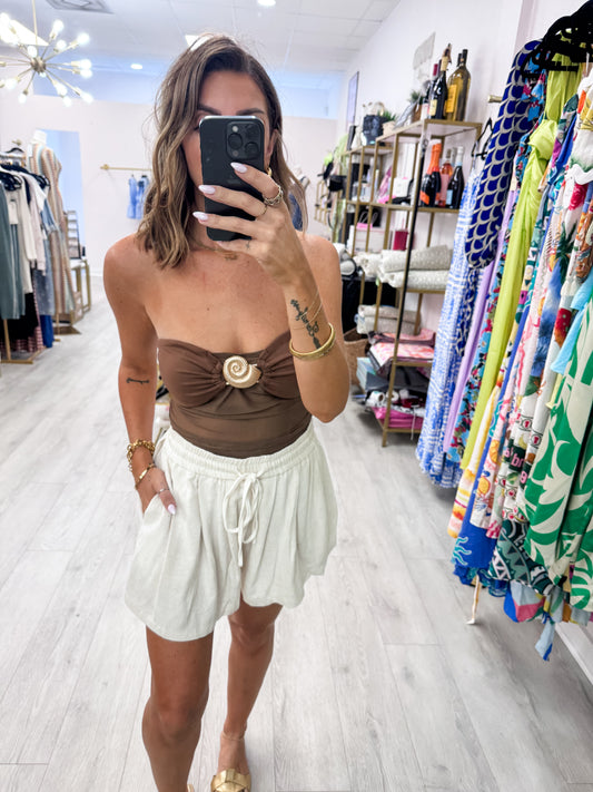 Shell Trim Mesh Tube Top