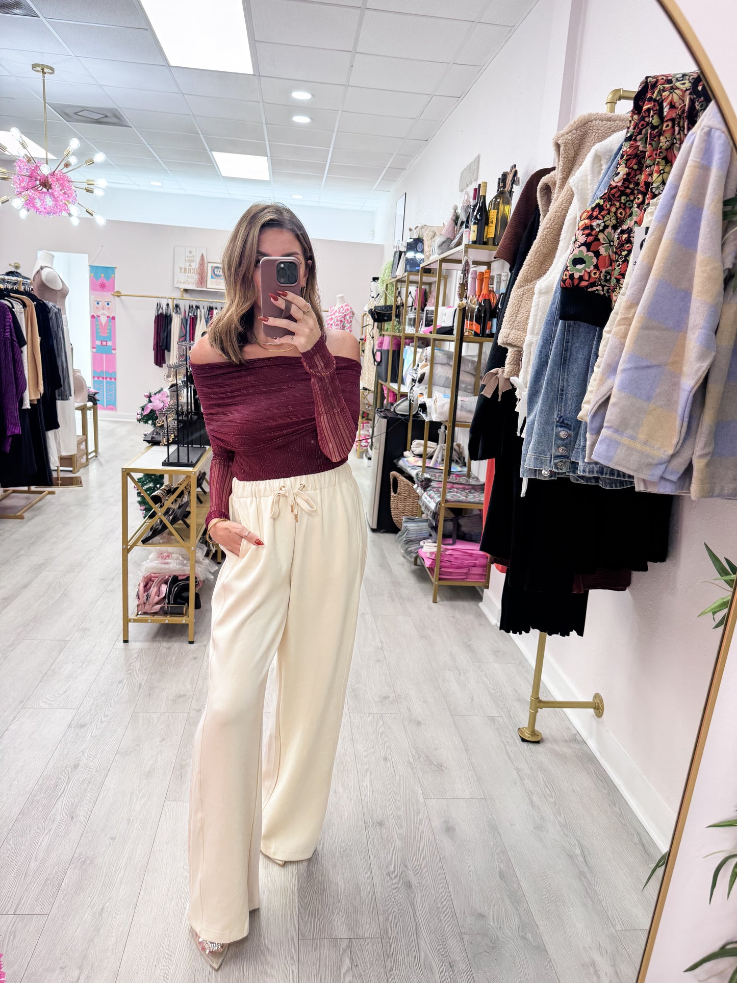 Mulberry Shadow Off The Shoulder Lace Top