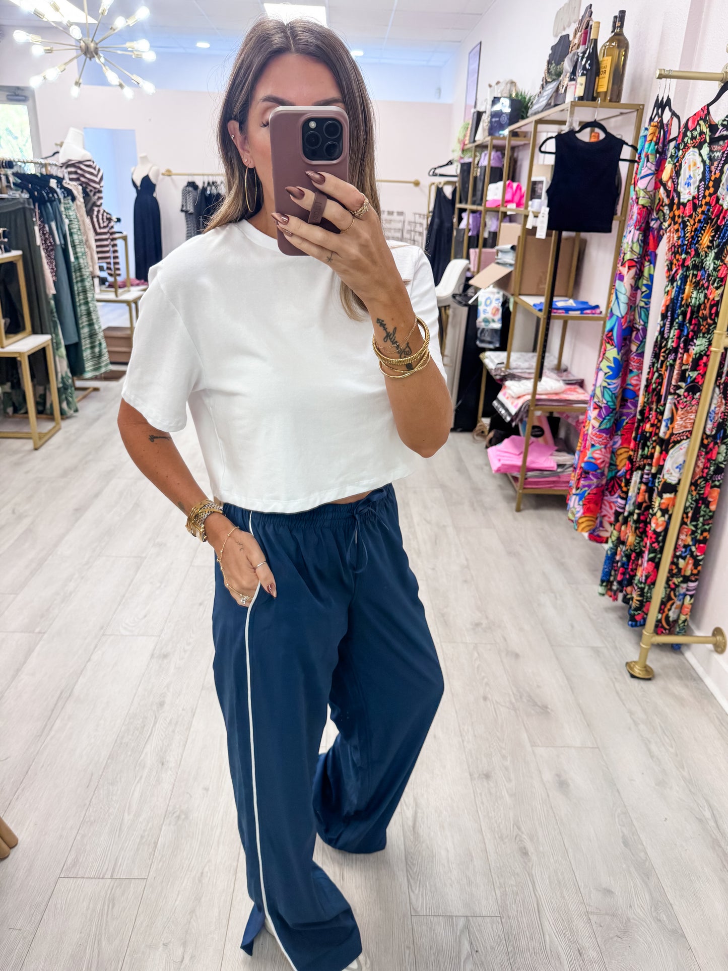 Navy Finish Line Track Pants