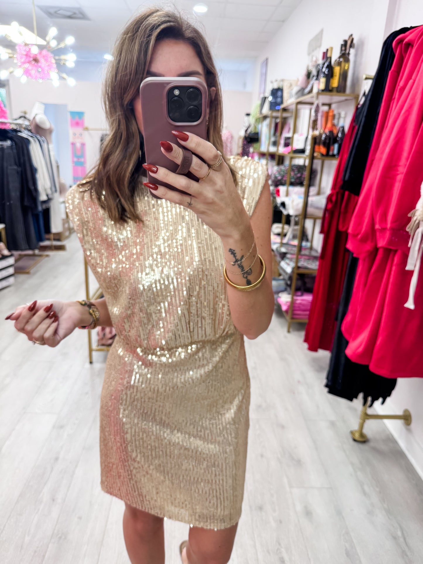 Champagne Power Sequin Dress