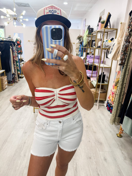 Striped Strapless Top