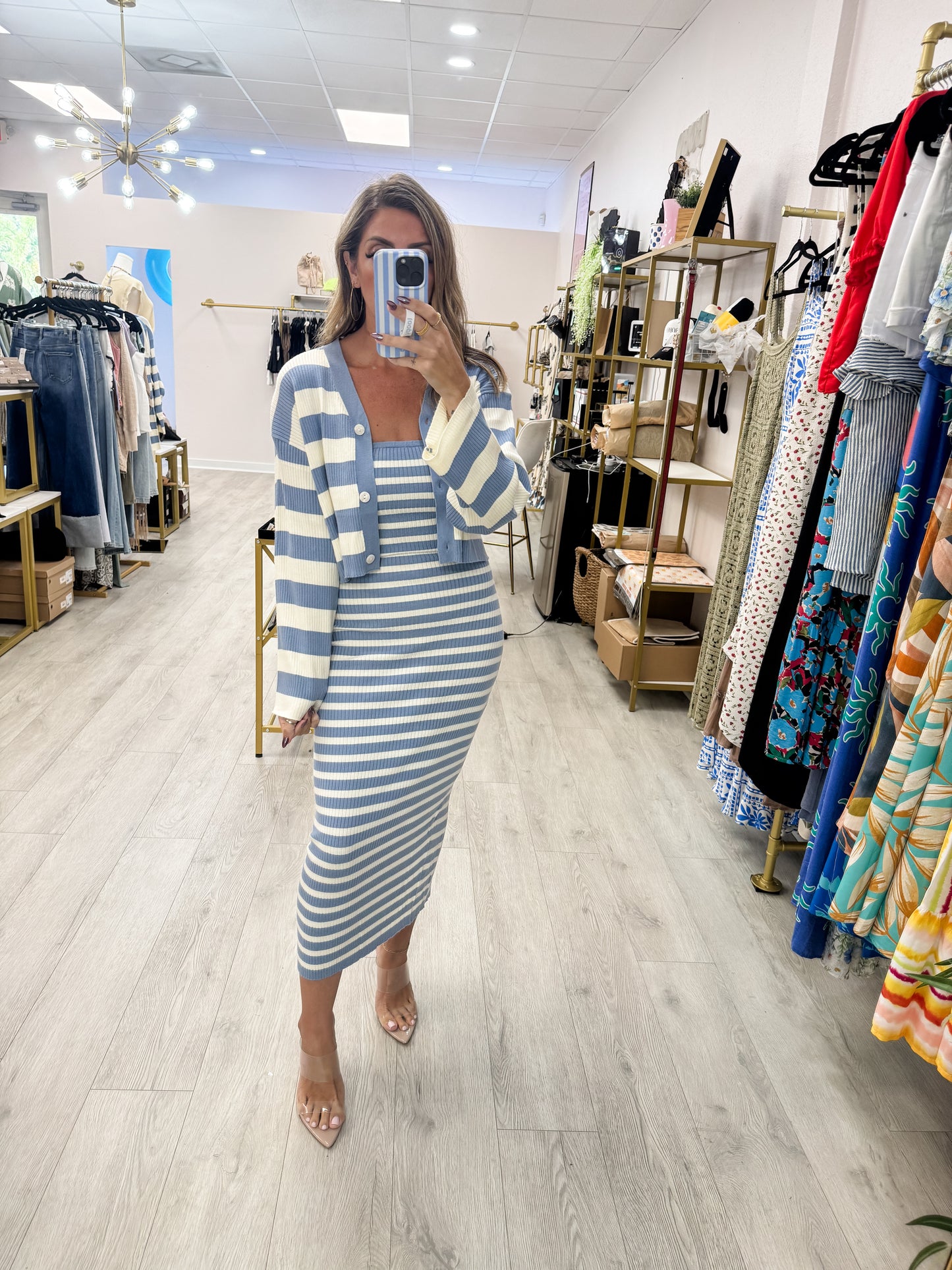 Striped Cardigan & Dress SET