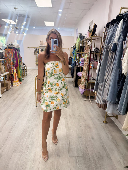 Lemon Strapless Dress